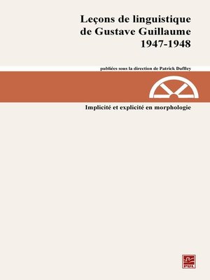 cover image of Leçons de linguistique de Gustave Guillaume 1947-1948 22